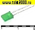 Светодиод прямоугольный 2х5х7мм зеленый 30mcd 2,1v